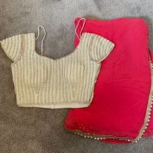 Coral pink Saree and blouse